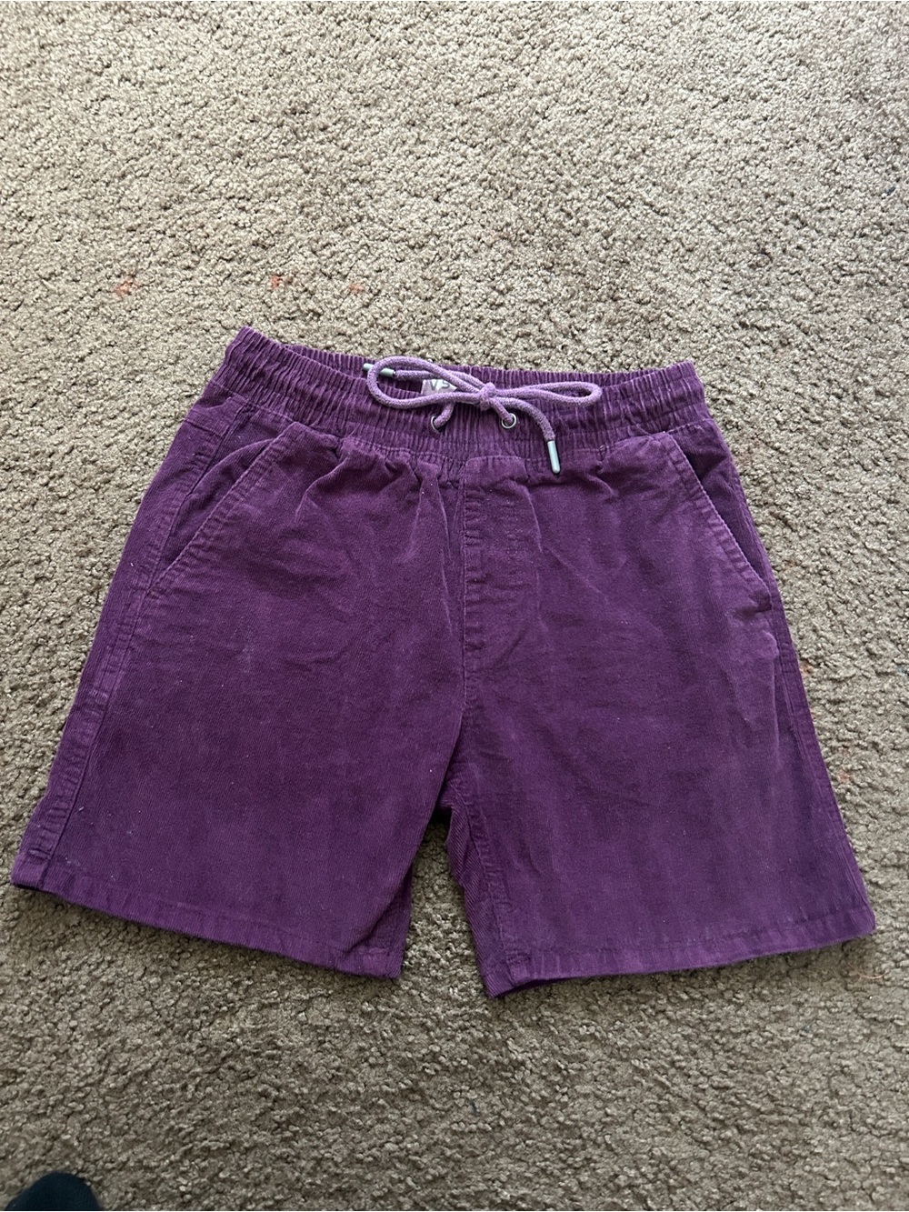 Men's Purple Corduroy Drawstring Athletic Shorts
